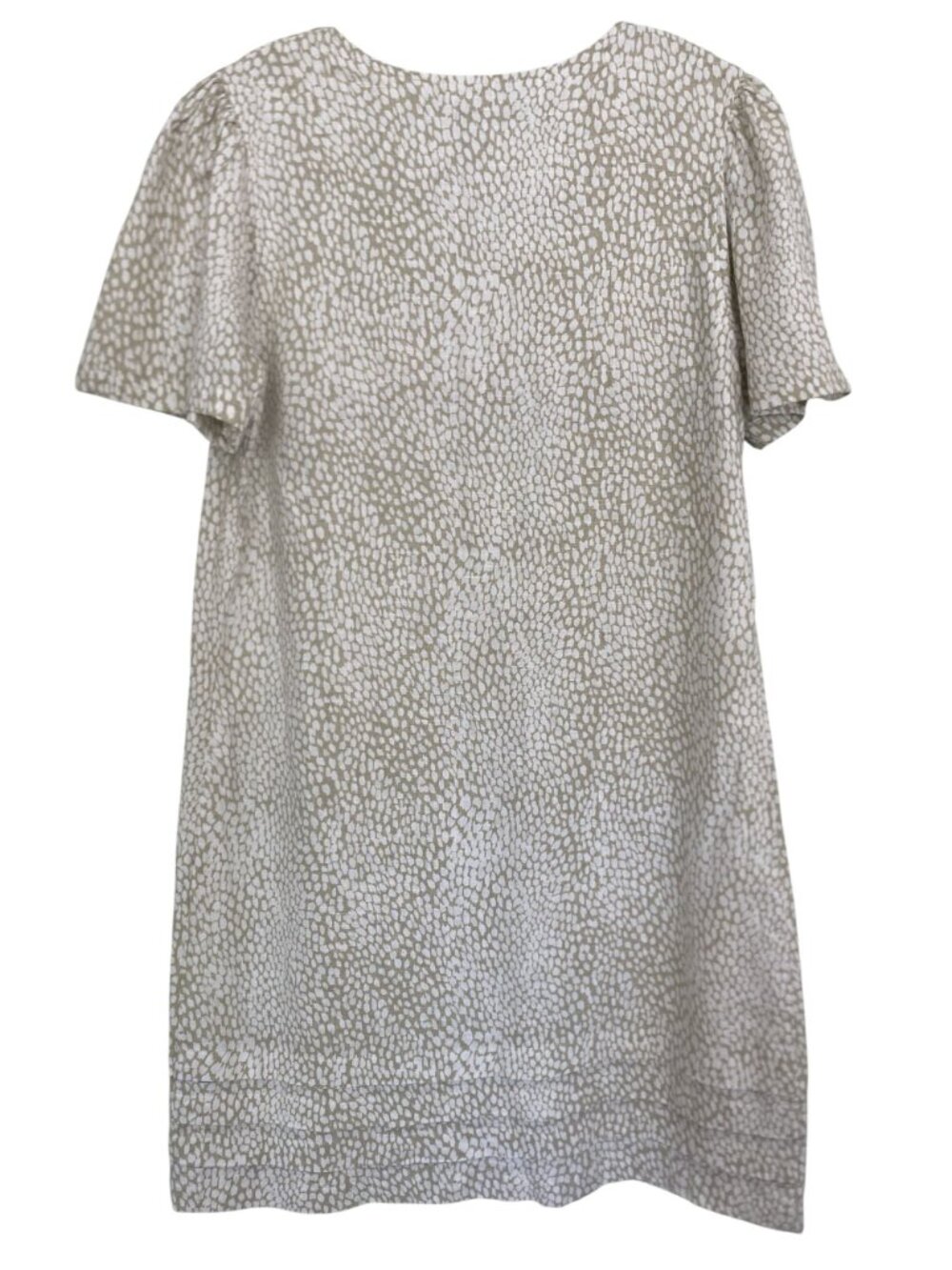 Original Nicole Miller Beige & White Textured Short Sleeve V-Neck Tunic Dress Li - Picture 3 of 5